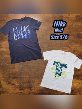 Nike Boys Short Sleeve Tees - Navy & White with Blue and Neon Accents Nwt.